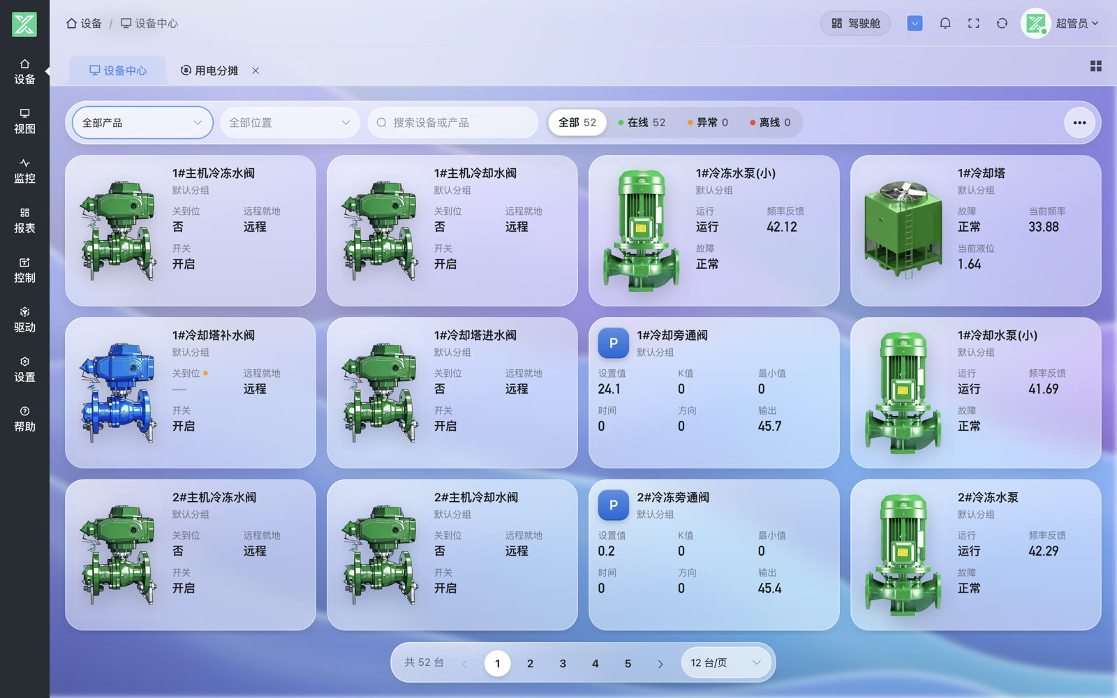 设备中心全部设备卡片总览